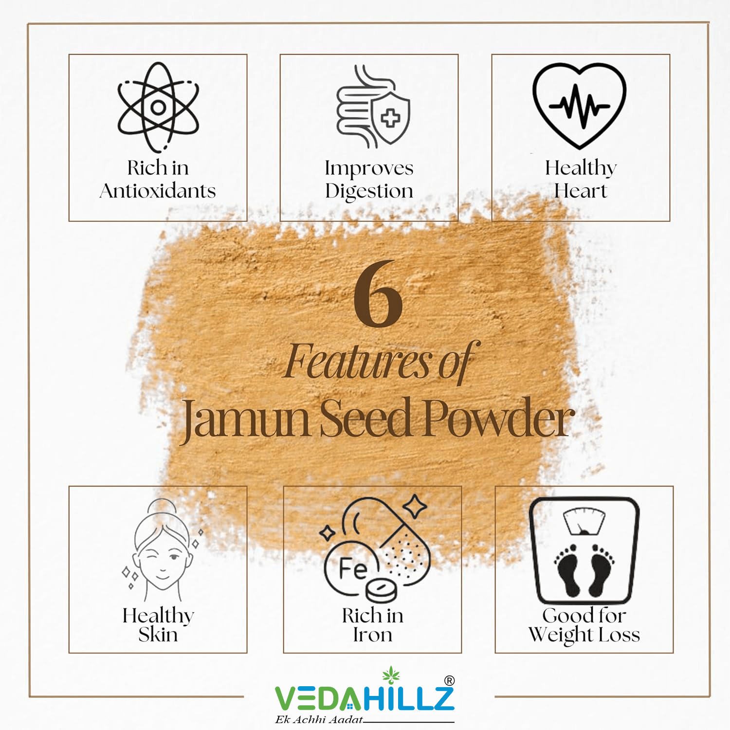 Vedahillz Herbal Jamun Powder Made from Carefully Selected Jamun Fruit